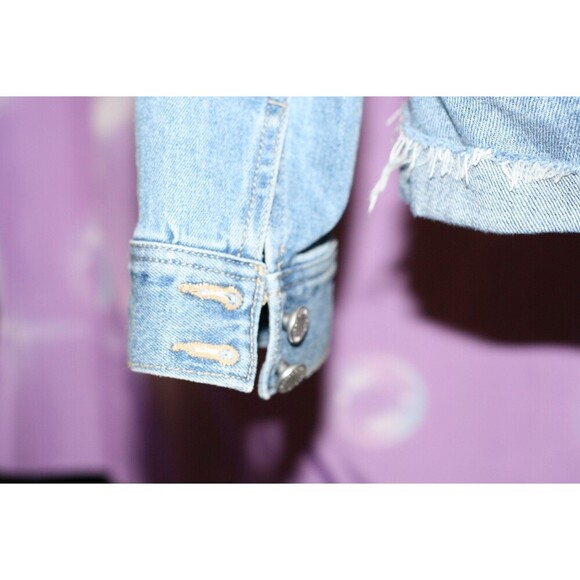 Women’s Jolt Jeans Embroidered Shearling Denim Button Jean Jacket Size Med - Picture 10 of 16